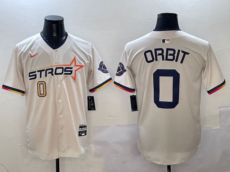 Men Houston Astros #0 Orbit Cream Three generations Joint Name 2025 Nike MLB Jersey style 6->houston astros->MLB Jersey